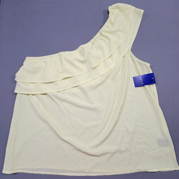 Apt. 9 Tops - Apt. 9 Yellow Shirt Ruffled One Shoulder Blouse Stretch NEW $30 Women's Size XL